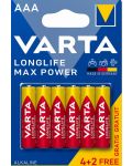 Алкални батерии VARTA - Longlife Max Power, ААА, 4+2 бр. - 1t